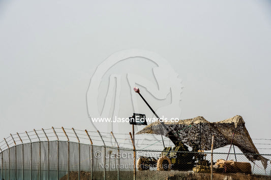 An anti-aircraft gun at a military installation in the desert. Barzrud Rural District, Natanz County, Isfahan Province, Islamic Republic of Iran.