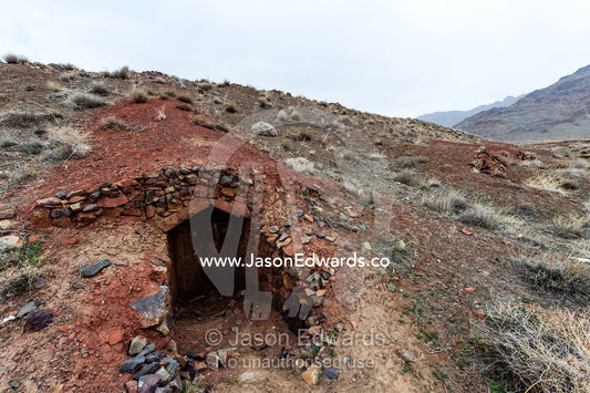 Caves dug into a hillside to shelter sheep during the mountain winters. Abyaneh, Barzrud Rural District, Natanz County, Isfahan Province, Islamic Republic of Islamic Republic of Iran.