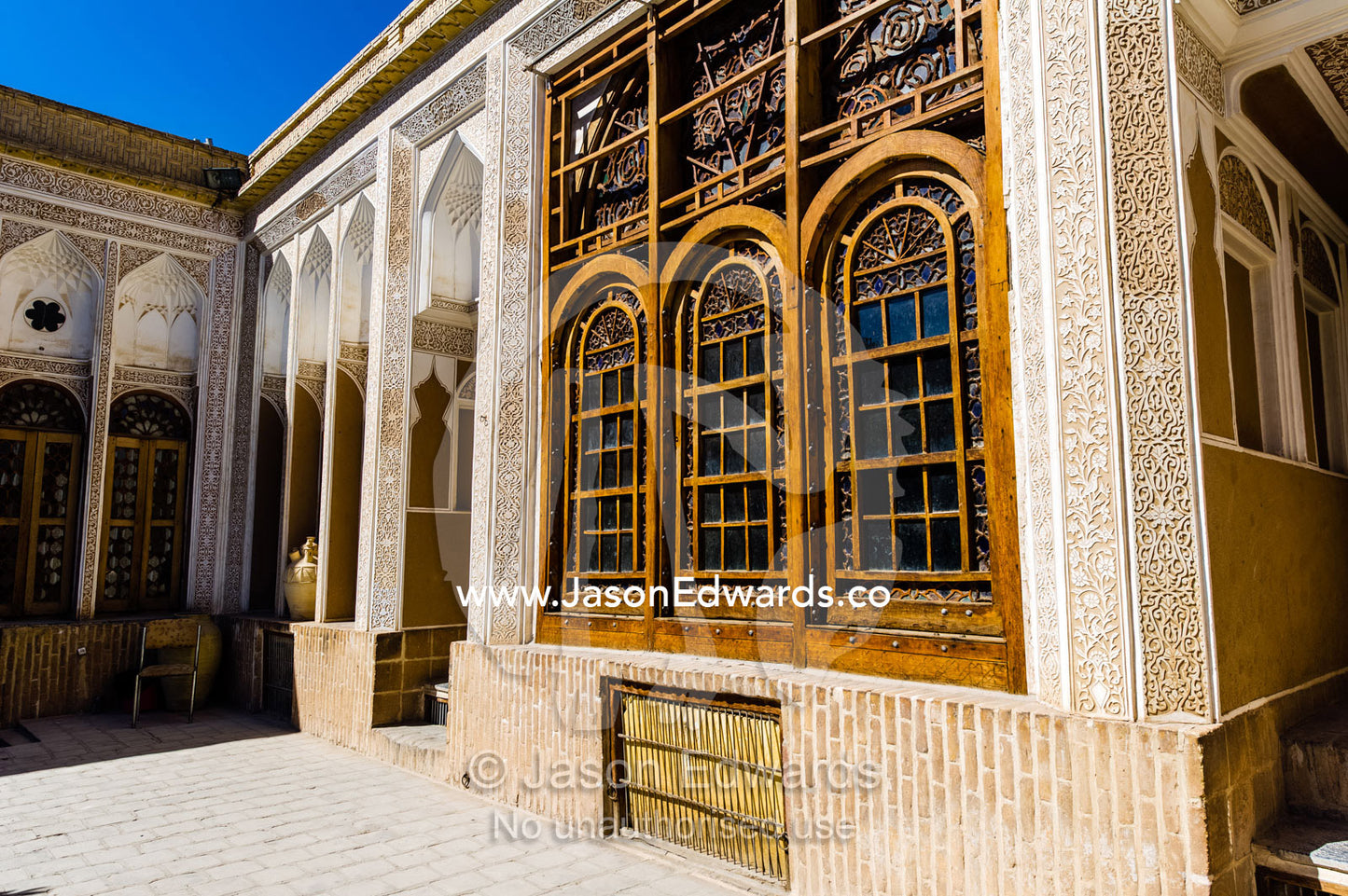 Antique timber pane windows in a water museum. Yazd Water Museum, Yazd, Yazd Province, Islamic Republic of Iran.