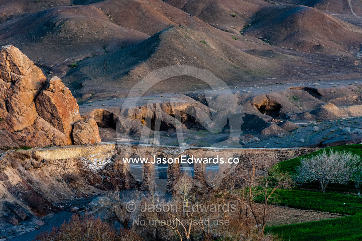 An aquaduct of handmade bricks near ruins of an ancient abandoned village in the desert. Kharanagh, Yazd, Yazd Province, Islamic Republic of Iran.