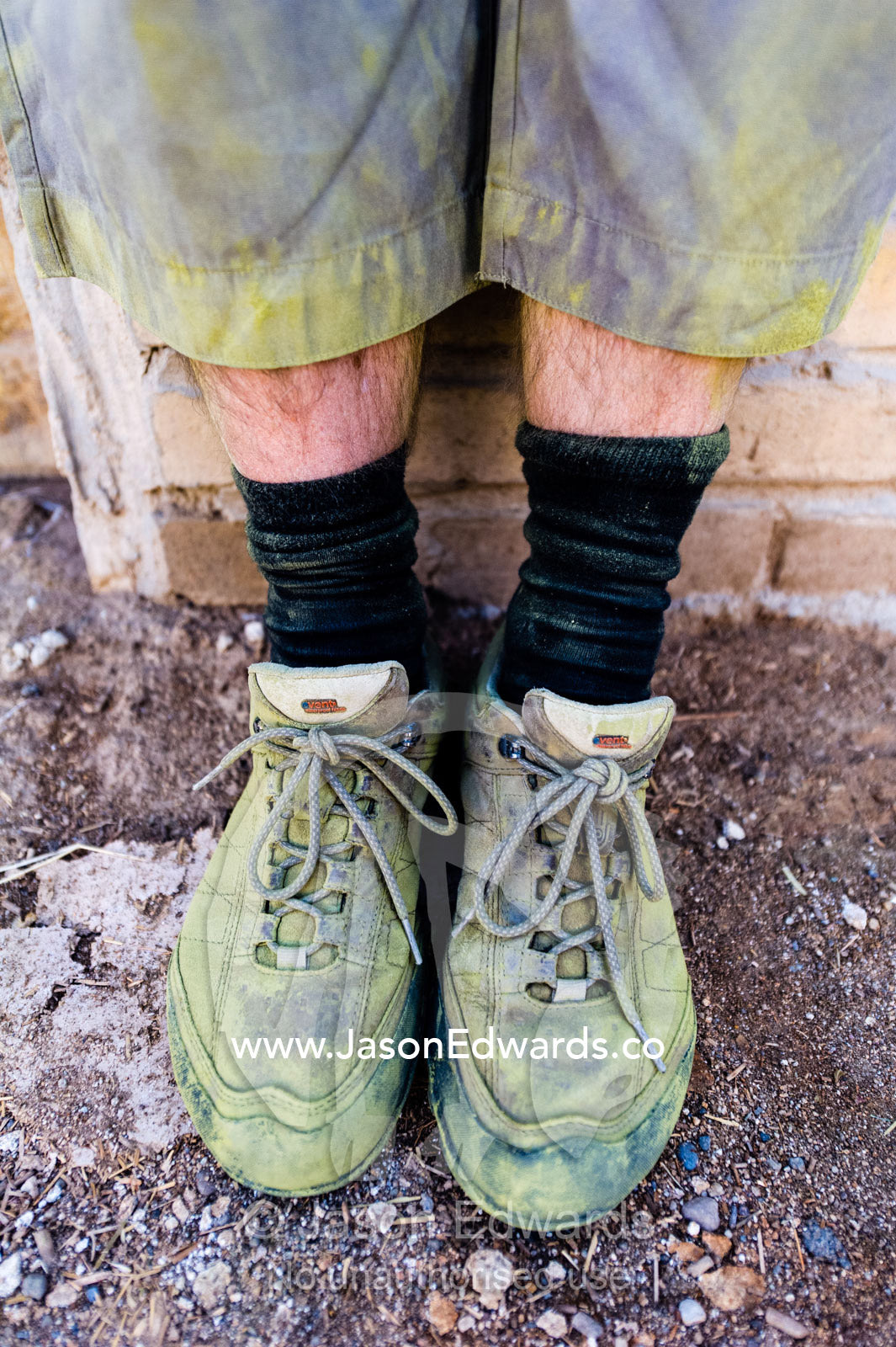Training shoes covered in green henna powder. Yazd, Yazd Province, Islamic Republic of Iran.