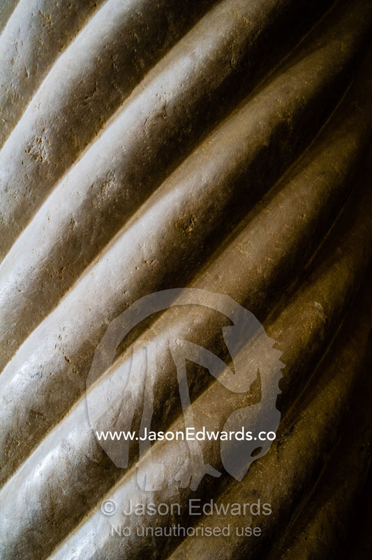 Coiling rope patterns on a stone column in the Vakil Mosque. Vakil Mosque, Shiraz, Fars Province, Islamic Republic of Iran.