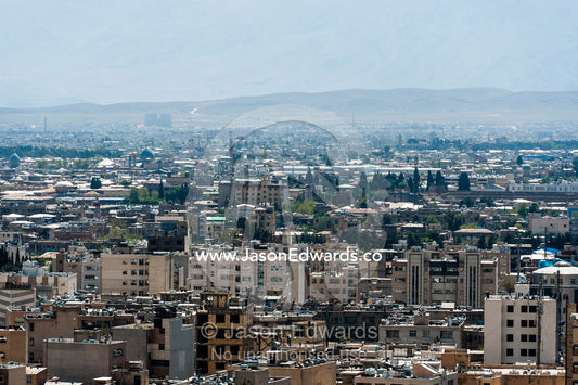 The skyline, office buildings and apartments of the city of Shiraz. Shiraz, Fars Province, Islamic Republic of Iran.