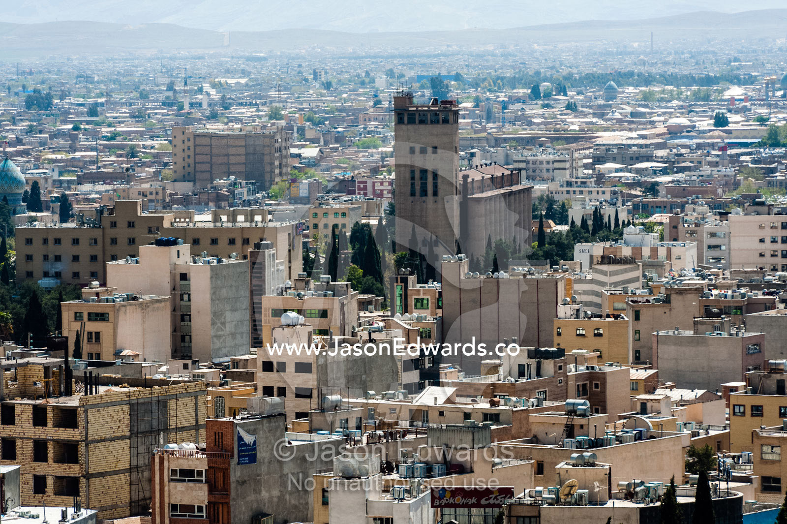 The skyline, office buildings and apartments of the city of Shiraz. Shiraz, Fars Province, Islamic Republic of Iran.