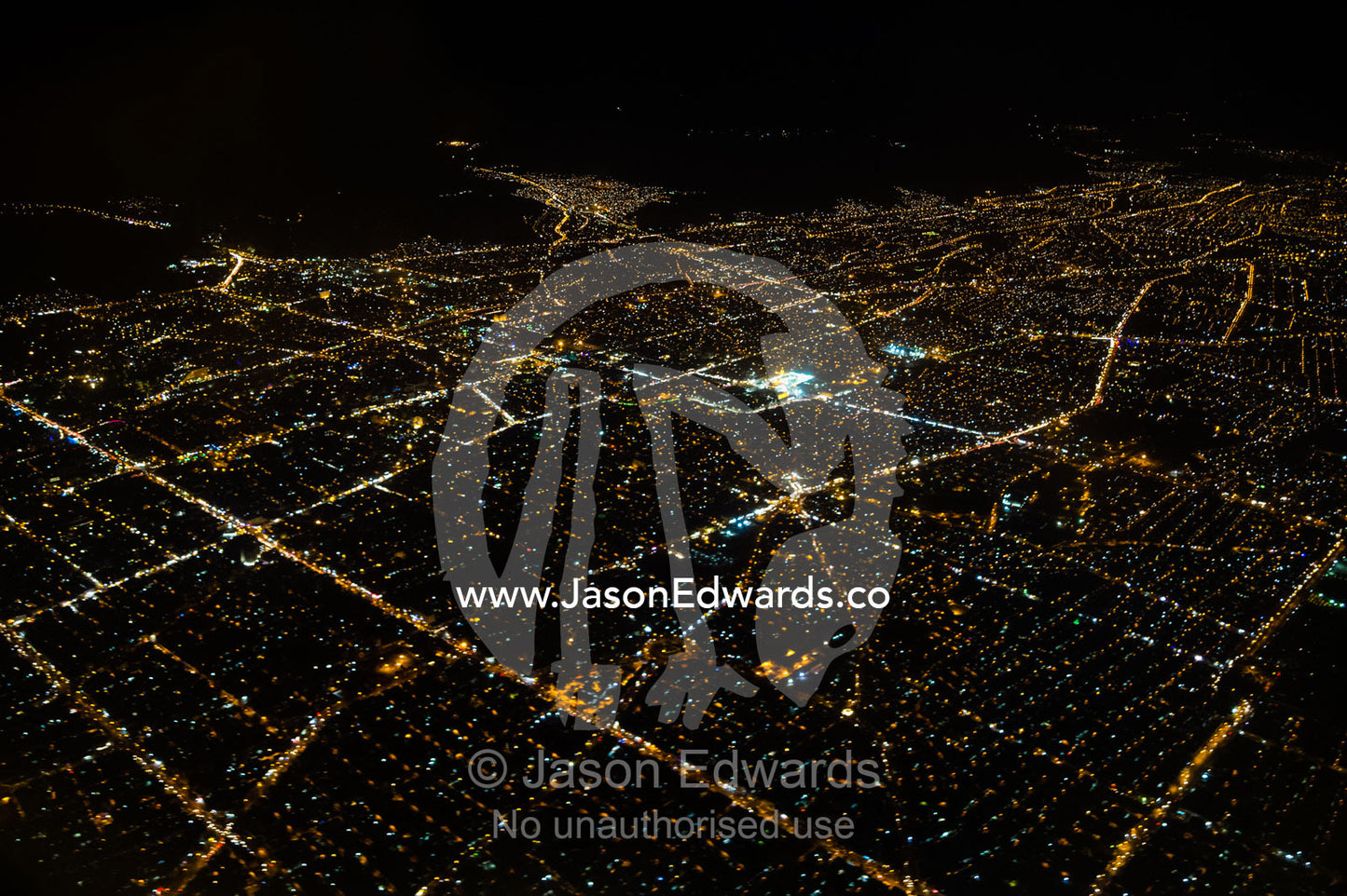 An aerial view of the city lights of Tehran. Tehran, Tehran Province, Islamic Republic of Iran.