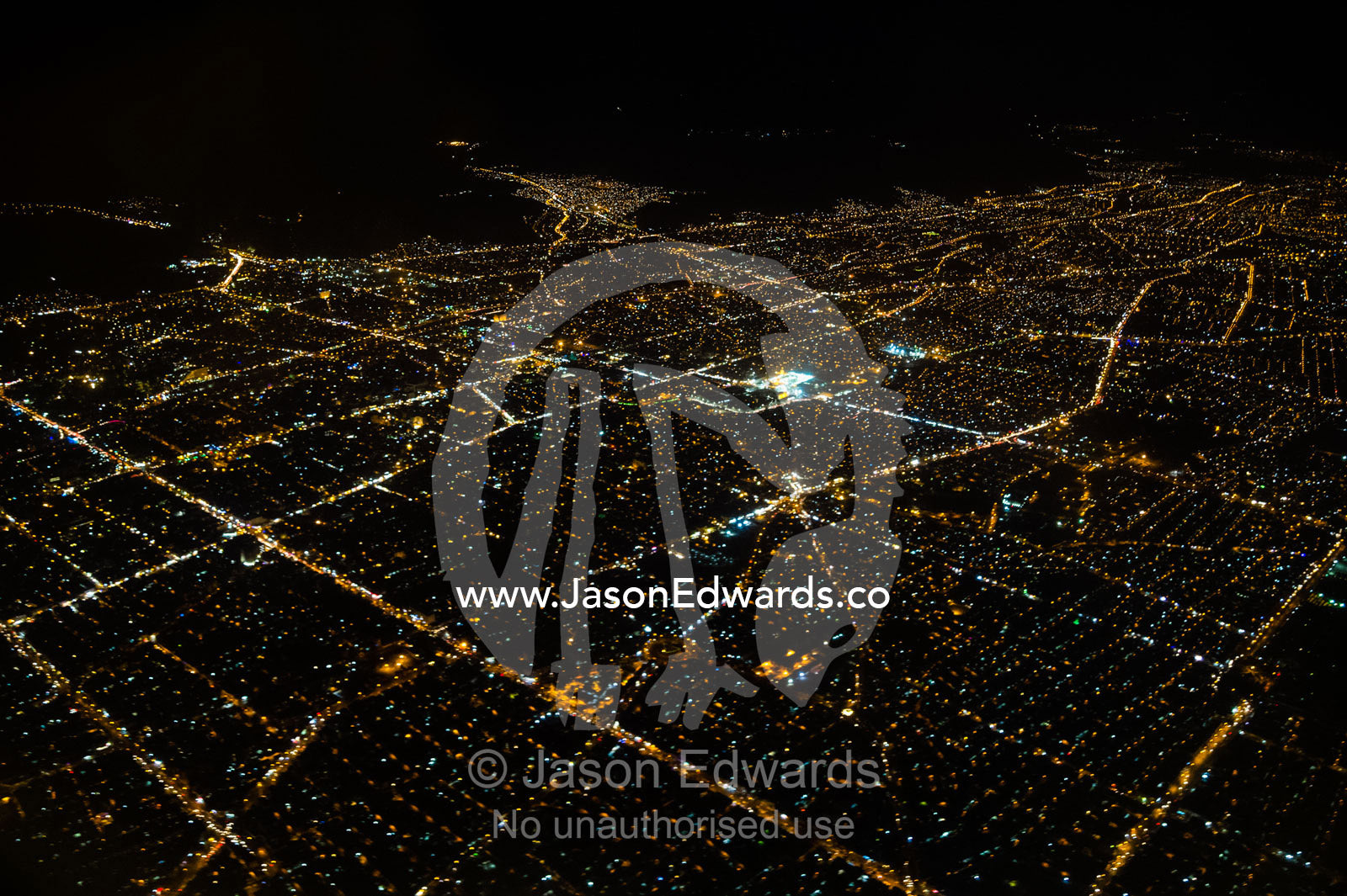 An aerial view of the city lights of Tehran. Tehran, Tehran Province, Islamic Republic of Iran.
