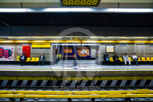 A train platform in a railway subway system beneath Tehran. Tehran, Tehran Province, Islamic Republic of Iran.