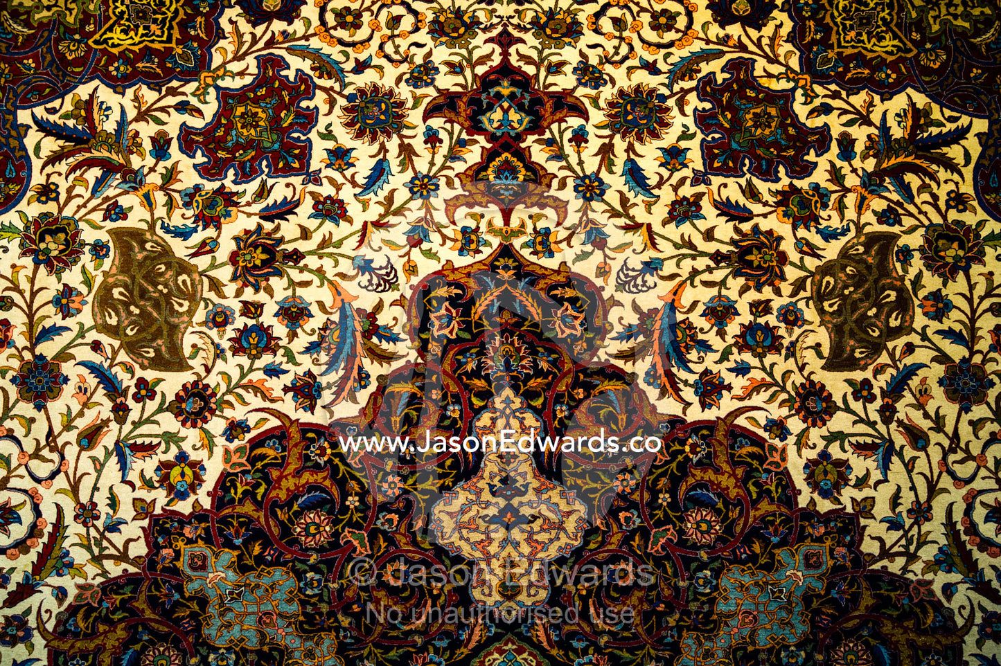 Fragile and highly detailed Persian carpets on display in a museum. The Carpet Museum of Iran, Tehran, Tehran Province, Islamic Republic of Iran.