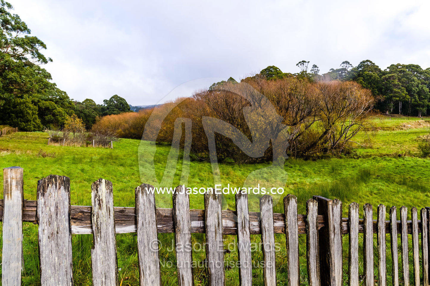 An aging picket fence around farmland at the Port Arthur convict prison. Port Arthur Historic Site, Port Arthur, Tasmania,
Australia.