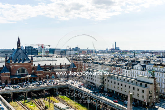 An aerial view of the Copenhagen Central Train Station. Copenhagen, Denmark.