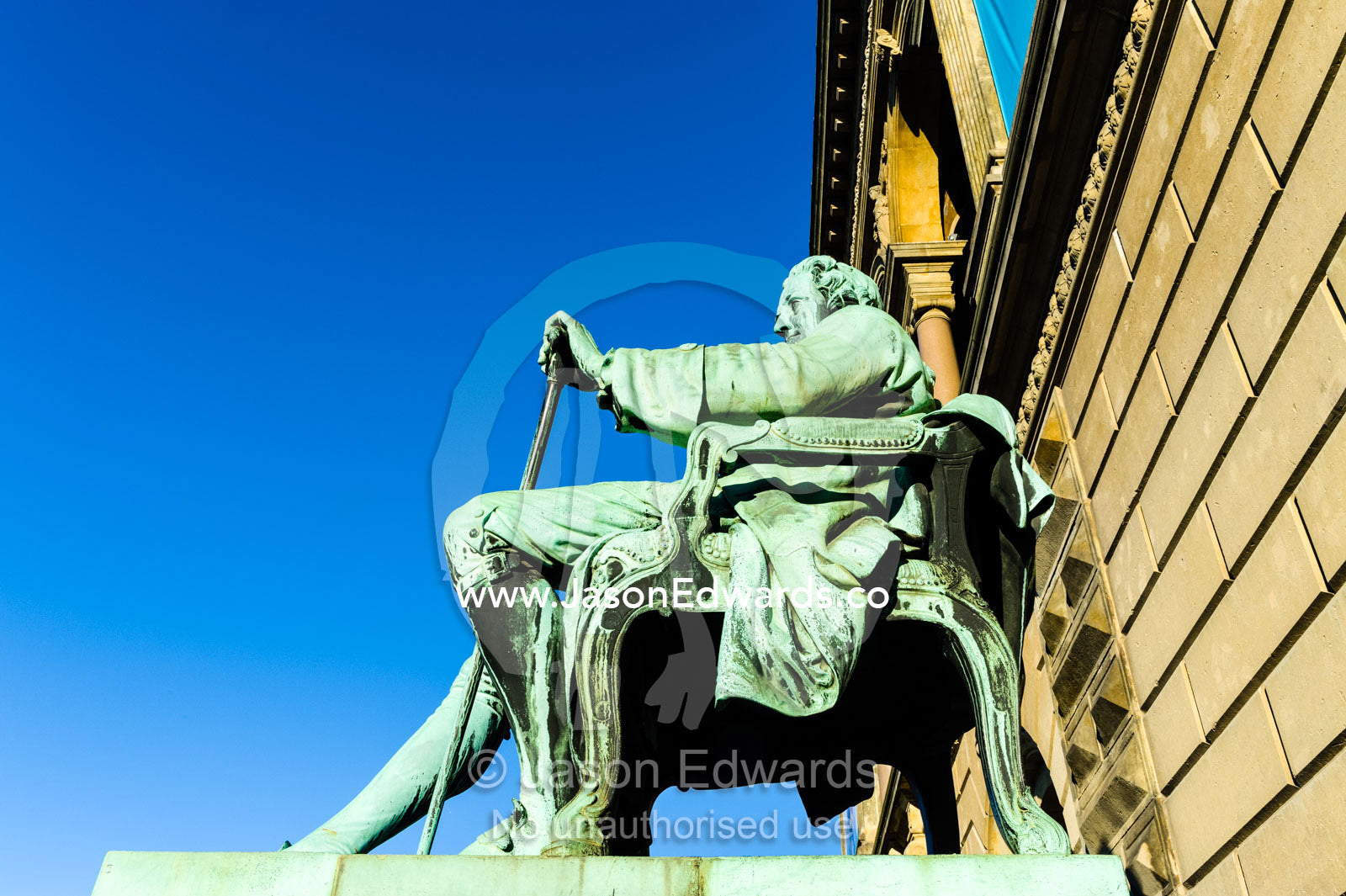 A Statue of Ludvig Holberg by Theobald Stein at Royal Theater in Copenhagen. The Royal Theater, Copenhagen, Denmark.