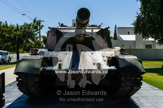 A Leopard Tank on display in a garden in a rural town. Jerilderie, New South Wales, Australia.