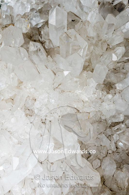 A colony of large pointed quartz crystals. Crystal Castle, Shambhala Gardens, Mullumbimby, New South Wales, Australia.
