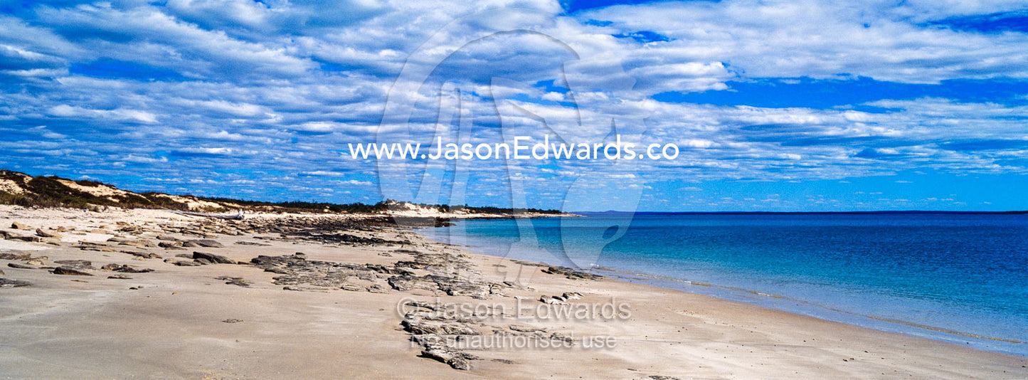 An isolated and uninhabited beach on a remote island off the coast of Australia. Jar Island, Vansittart Bay, Kimberley Coast, Western Australia, Australia.