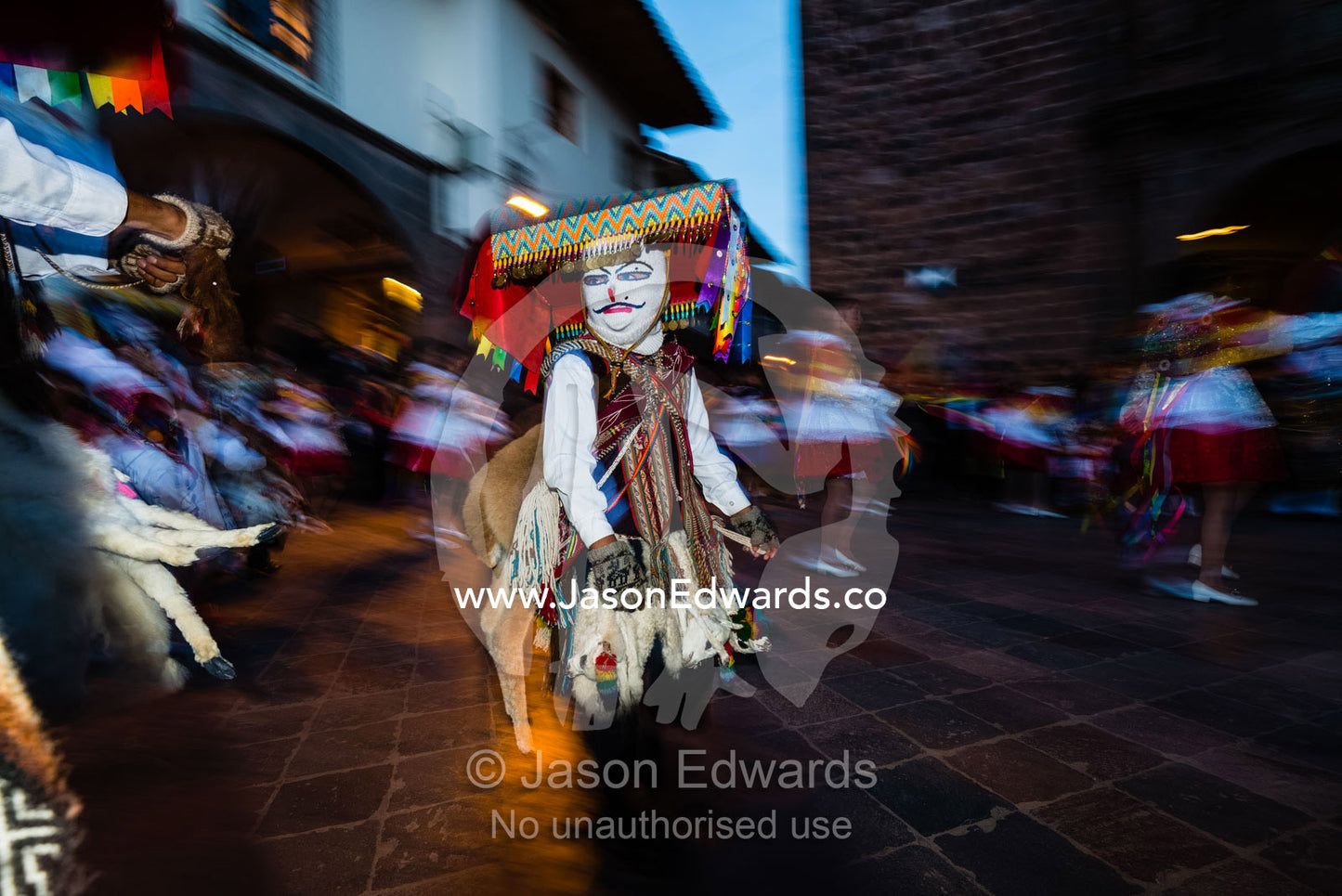 A parade to celebrate the Holy Week Semana Santa and the Tribute of the Passion of Jesus Christ. Cusco, Peru.