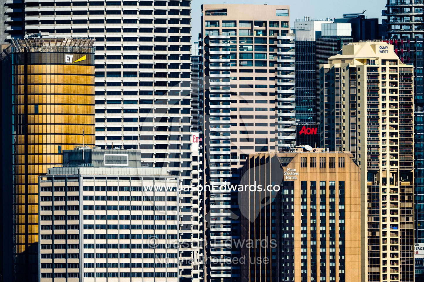 A city skyline crowded with office buildings, apartments and hotels. Sydney, New South Wales, Australia.
