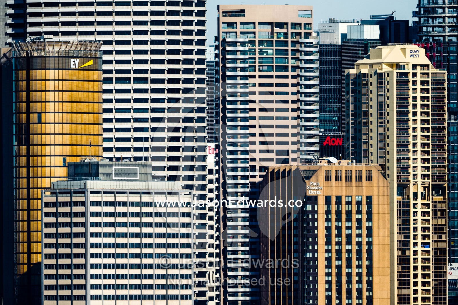 A city skyline crowded with office buildings, apartments and hotels. Sydney, New South Wales, Australia.
