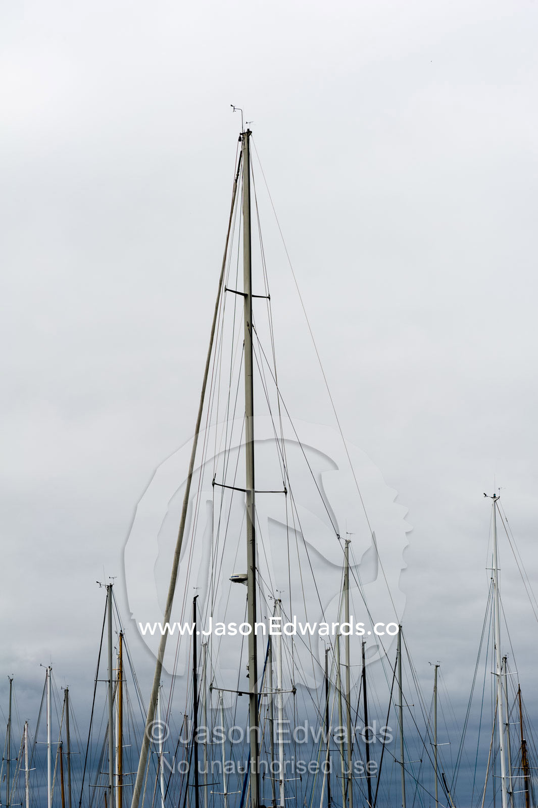 The masts yachts moored in a safe harbour. Melbourne, Victoria, Australia.