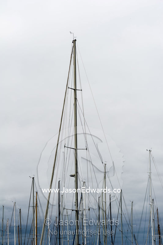 The masts yachts moored in a safe harbour. Melbourne, Victoria, Australia.