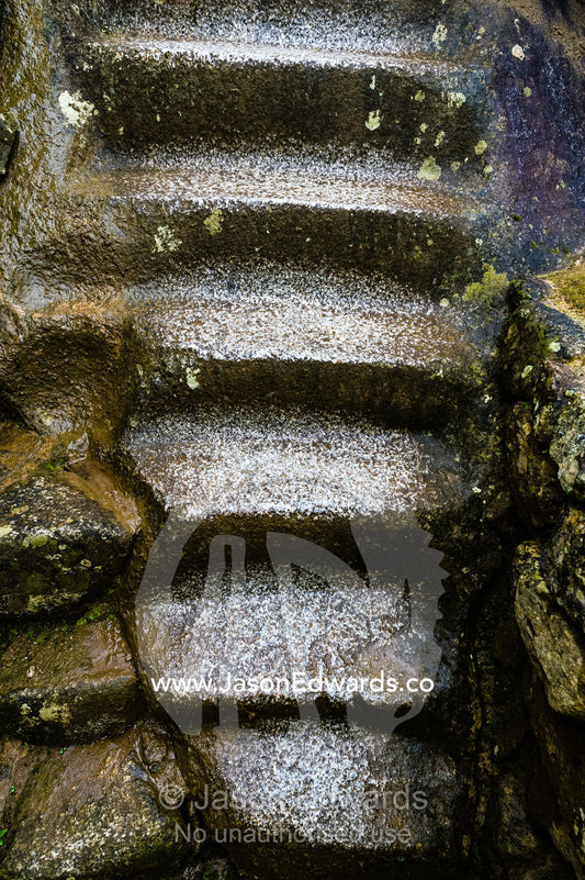Carved stone steps in the Temple of the Condor. Peru.