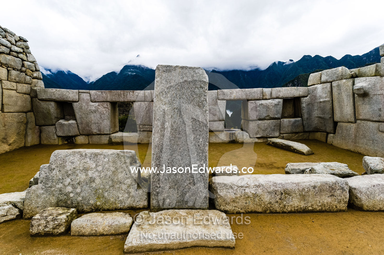 The Temple of the Three windows is a sacred structure in the Inca ruins at Macchu Picchu. Peru.