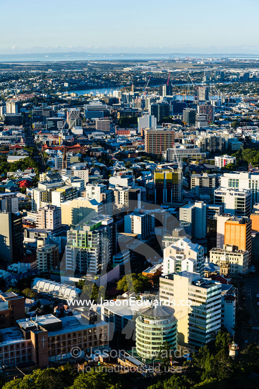 An aerial view of Brisbane's downtown business and office district. Brisbane, Queensland, Australia.