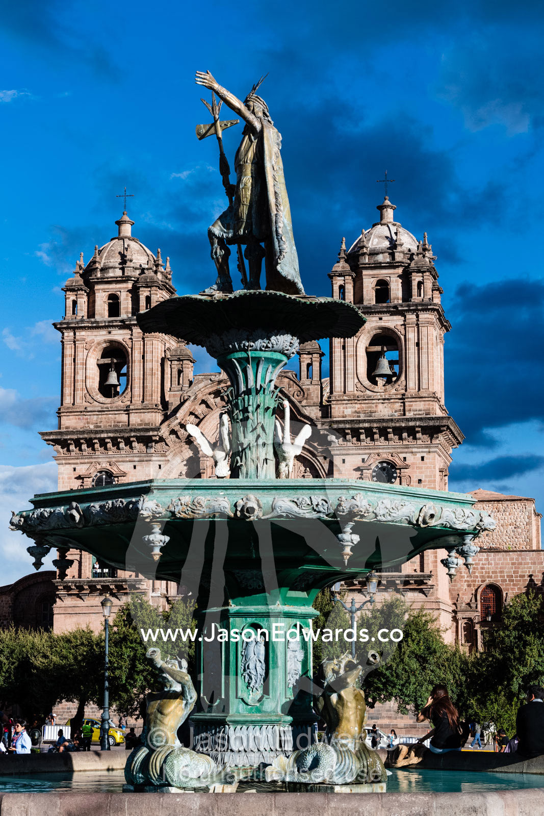 The Statue of Pachacuti in the Plaza de Armas. Cusco, Cusco Region, Peru