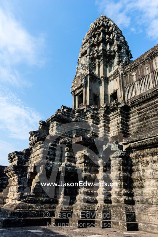 Khmer temple tower and Angkor Wat. Siem Reap, Angkor Wat, Cambodia