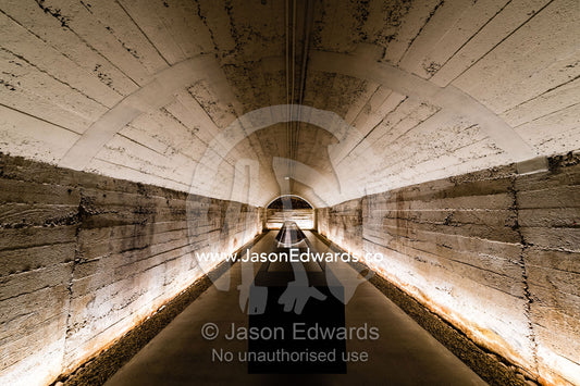 An underground climate controlled tunnel storing a rare collection of red wine. Rosslyn Park, Adelaide, South Australia, Australia