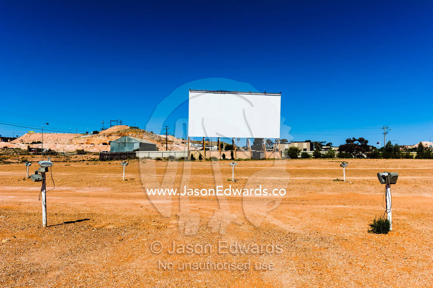 Movie speakers in a drive-in theatre in an outback town in the desert. Coober Pedy, South Australia, Australia