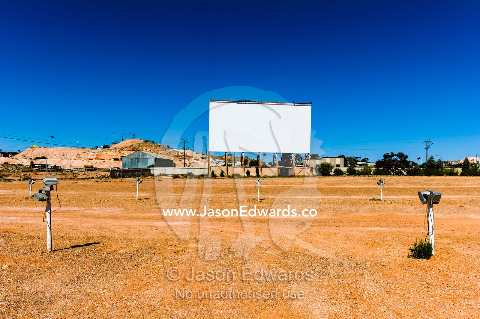Movie speakers in a drive-in theatre in an outback town in the desert. Coober Pedy, South Australia, Australia