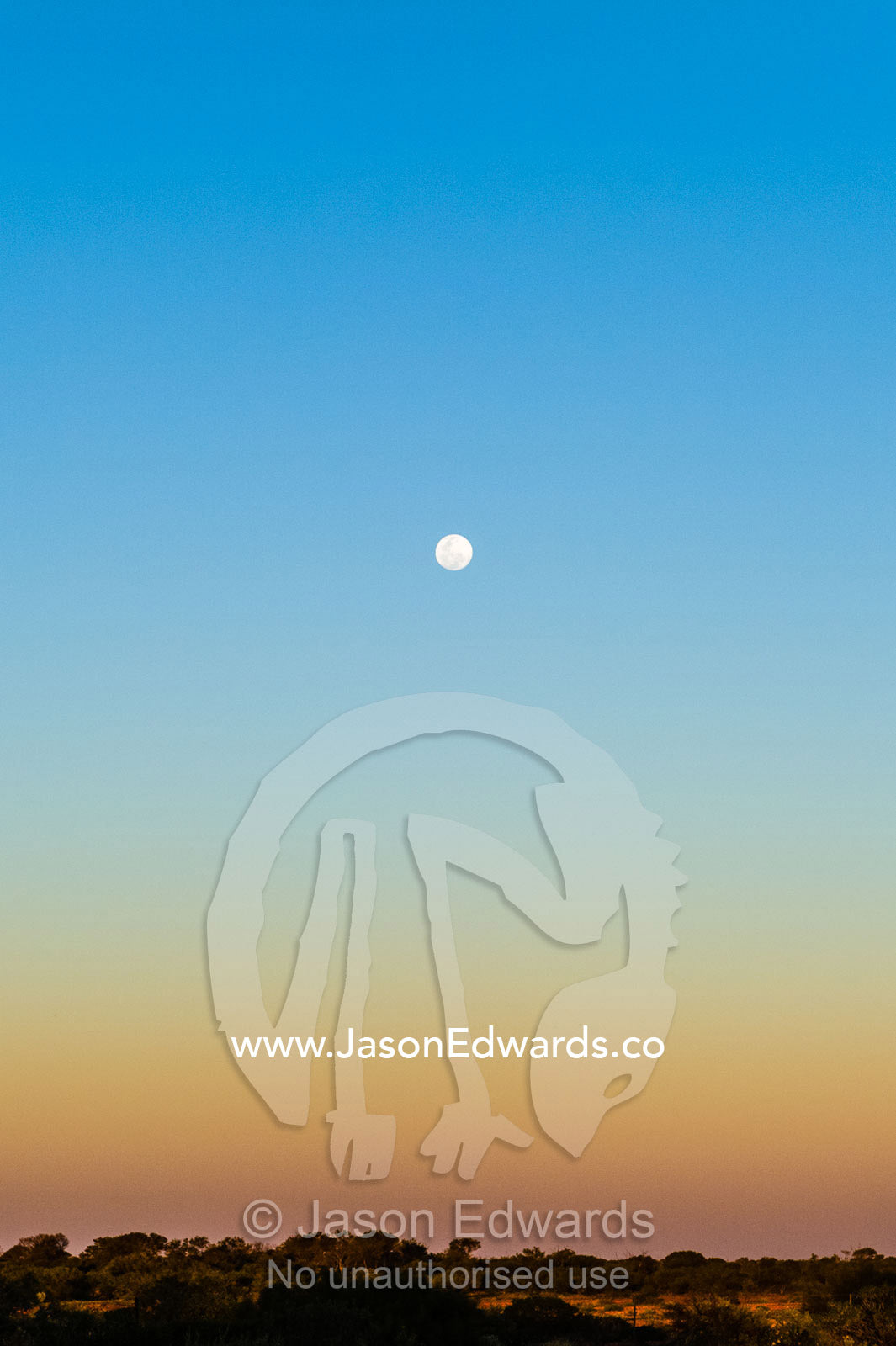 Moonrise over the a vast desert plain in the outback. Coober Pedy, South Australia, Australia