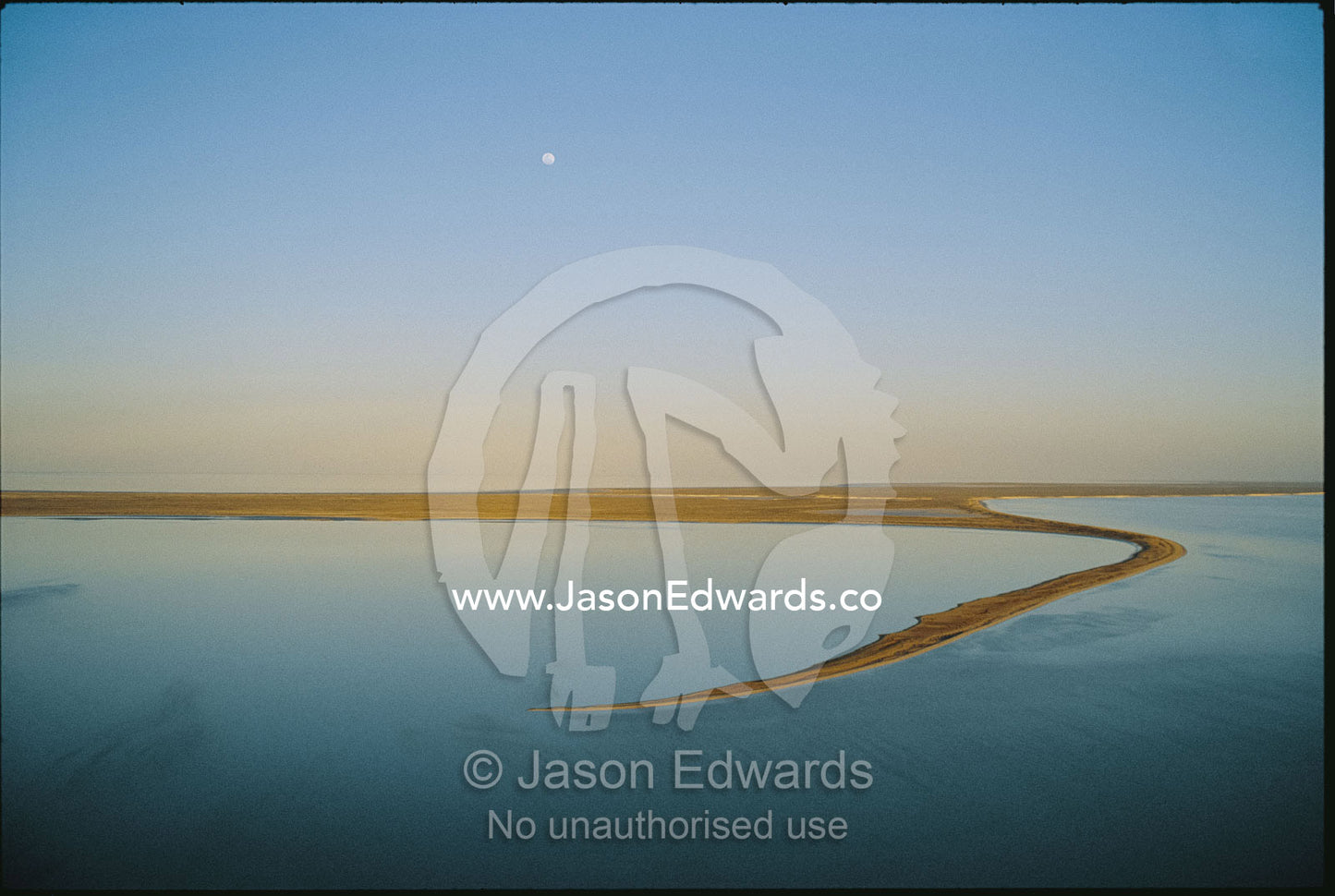 Moonrise over flooded Lake. Lake Eyre South, South Australia, Australia.