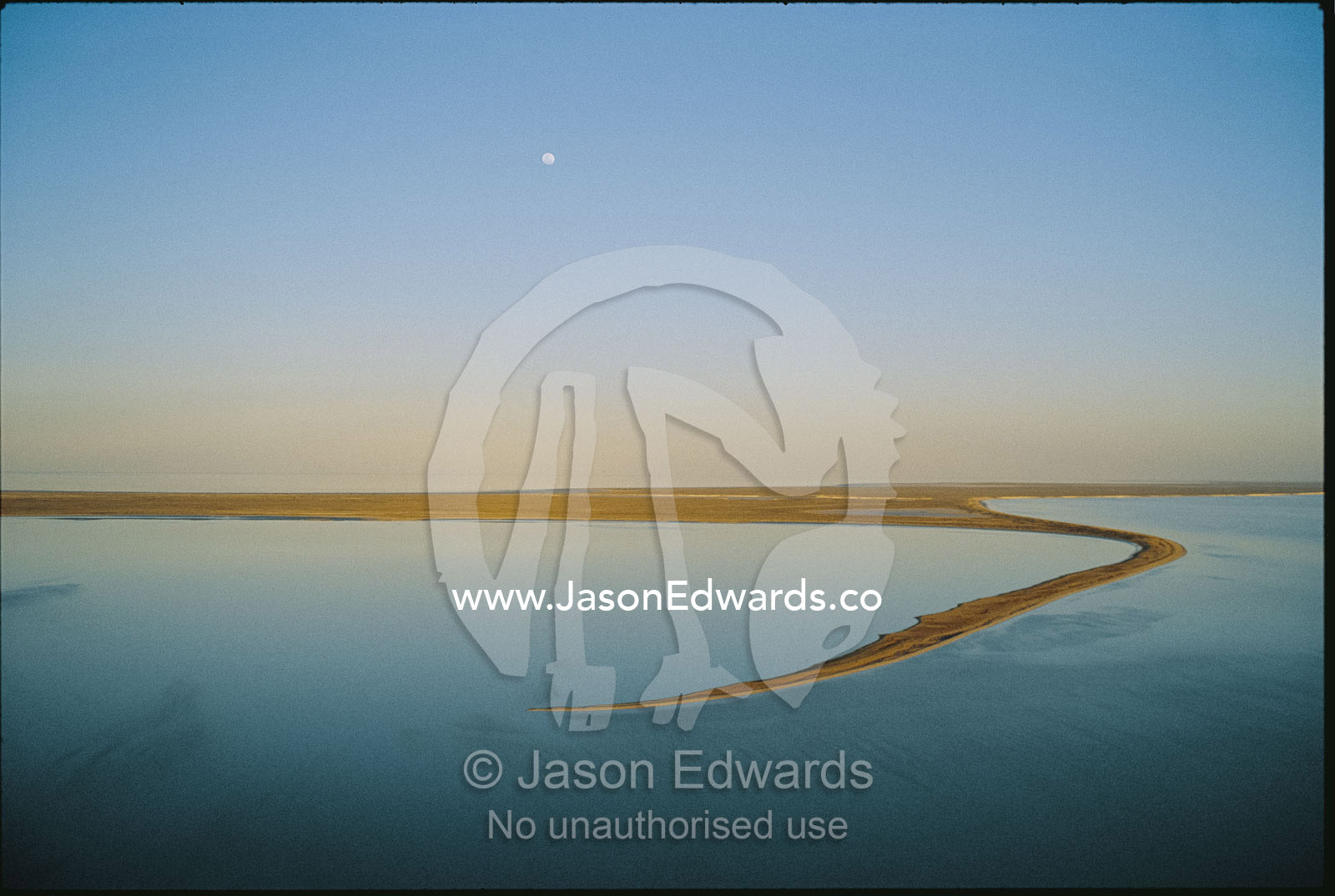 Moonrise over flooded Lake. Lake Eyre South, South Australia, Australia.