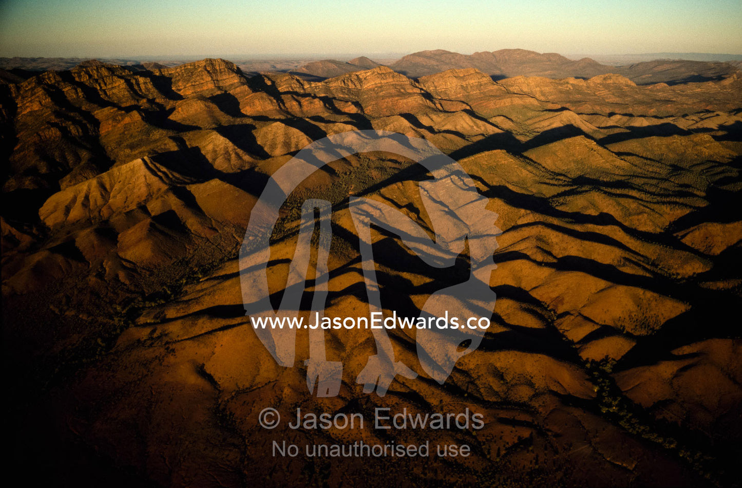 Late day light over the ancient escarpments of the Flinders Ranges. Flinders Ranges National Park, South Australia, Australia.