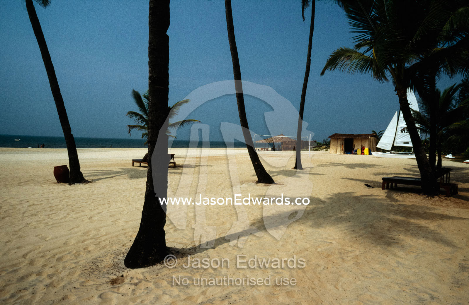 An idyllic beach scene on the coast of Goa. Goa, India.