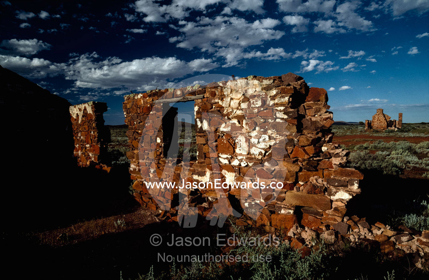 Ruins of a stone building on the remote Pondanna Station. Pondanna Station, South Australia, Australia.