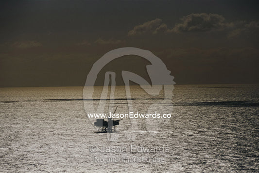 Oil rig at sunset. Bass Strait, Victoria, Australia.
