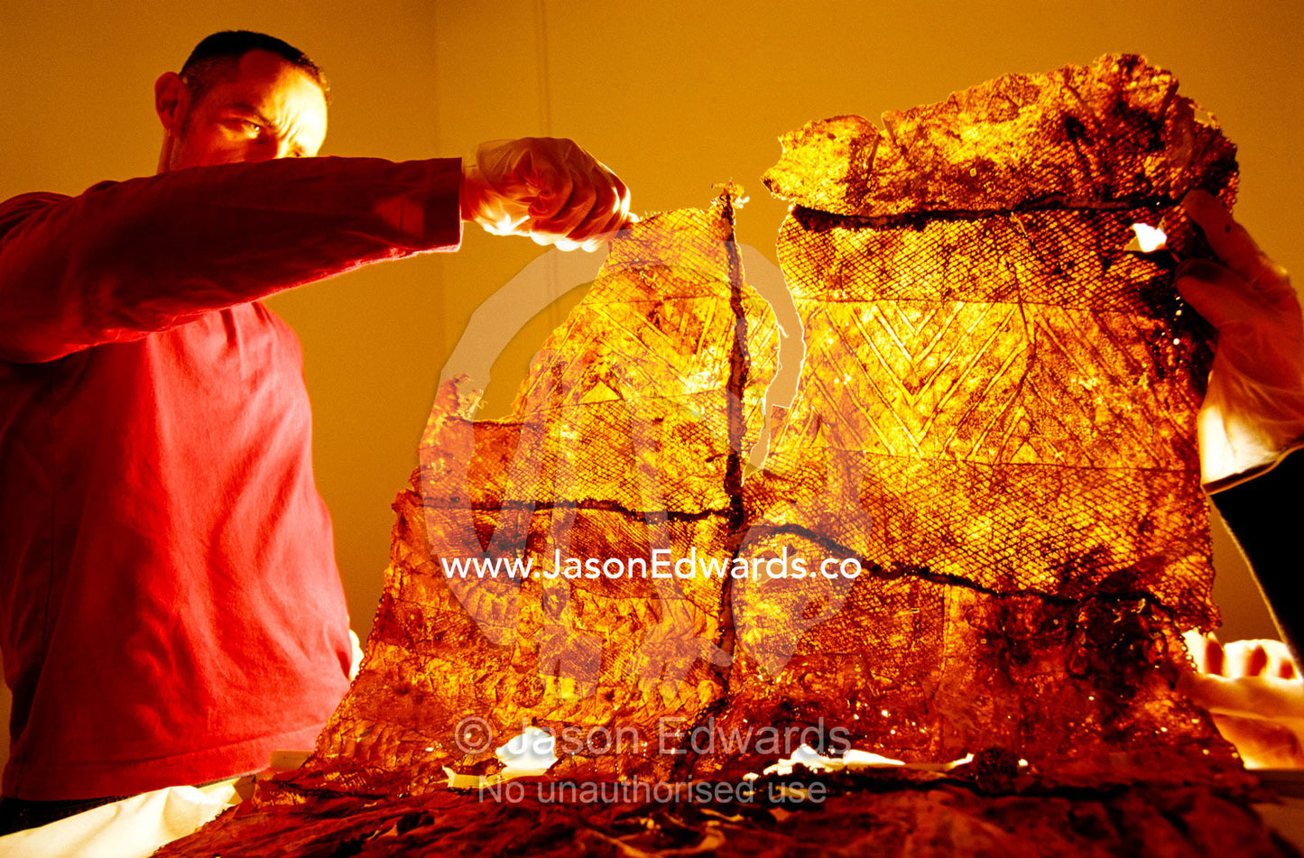 Animal skin used to wrap the aboriginal Jaara baby for burial. Canberra, Australia.