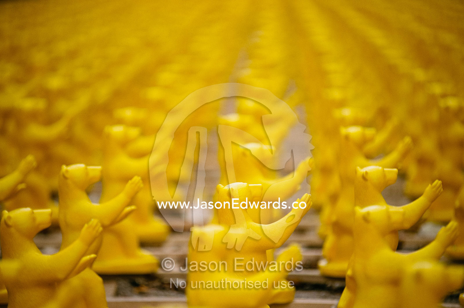 Yellow plastic bears at a public art display. Brandenburg, Germany.