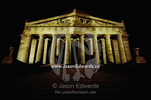 A night view of the Shrine of Remembrance, Melbourne, Australia. Shrine of Remembrance, Melbourne, Australia.