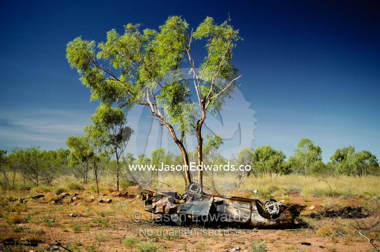 An old wrecked car in the Australian Outback. Outback, Northern Territory, Australia.