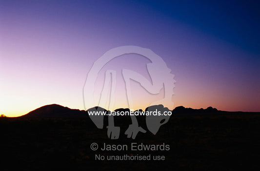Rock formations at twilight in Uluru National Park. Uluru National Park, Northern Territory, Australia.