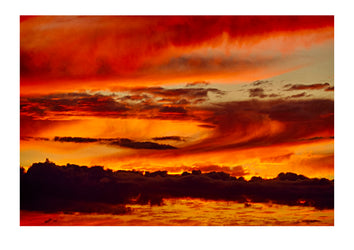 Blazing sunset cloud formations during the fire season. near Walpole-Nornalup National Park, Western Australia, Australia.