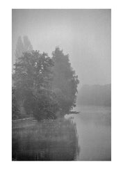 A fog-shrouded view of the Neckar River. Tubingen, Germany.